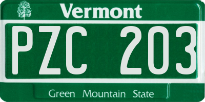 VT license plate PZC203