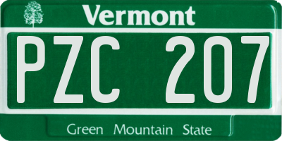 VT license plate PZC207