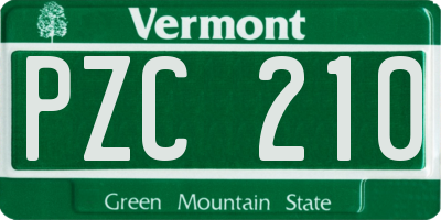 VT license plate PZC210