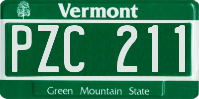 VT license plate PZC211