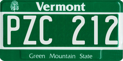 VT license plate PZC212