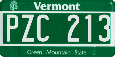 VT license plate PZC213