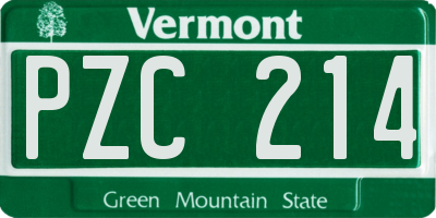 VT license plate PZC214