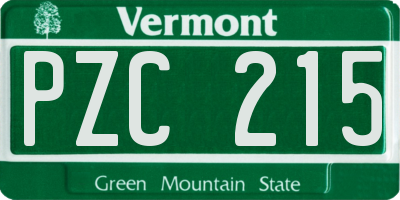 VT license plate PZC215