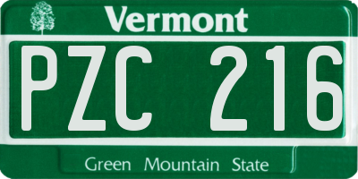 VT license plate PZC216