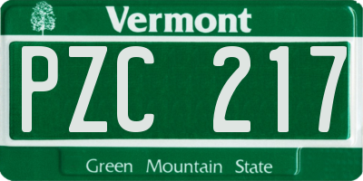 VT license plate PZC217
