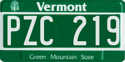 VT license plate PZC219
