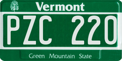 VT license plate PZC220