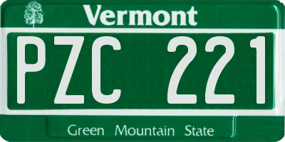 VT license plate PZC221