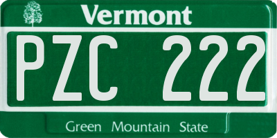 VT license plate PZC222