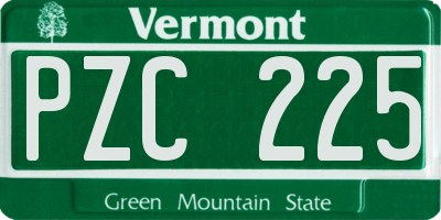 VT license plate PZC225