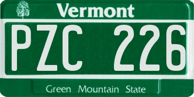 VT license plate PZC226