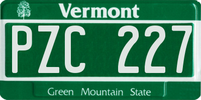 VT license plate PZC227