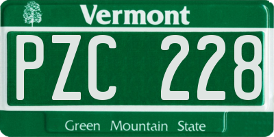 VT license plate PZC228