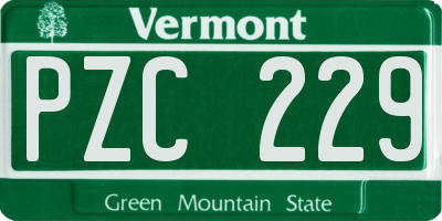 VT license plate PZC229
