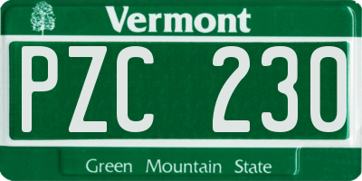 VT license plate PZC230