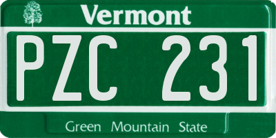 VT license plate PZC231