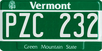 VT license plate PZC232