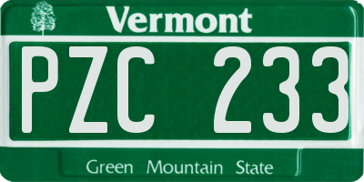 VT license plate PZC233