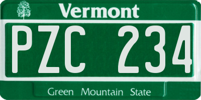 VT license plate PZC234