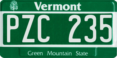 VT license plate PZC235