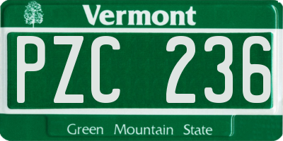 VT license plate PZC236