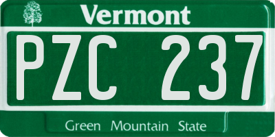 VT license plate PZC237