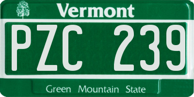 VT license plate PZC239