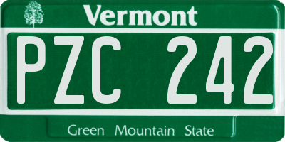 VT license plate PZC242