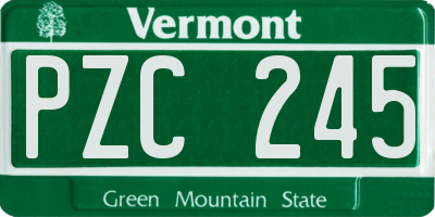 VT license plate PZC245