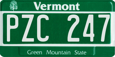 VT license plate PZC247