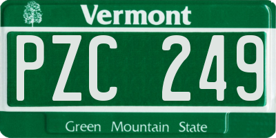 VT license plate PZC249