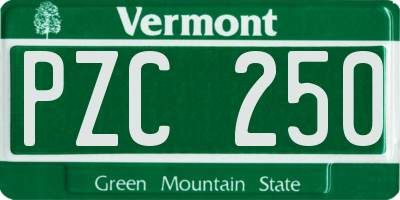 VT license plate PZC250