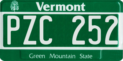 VT license plate PZC252