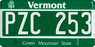 VT license plate PZC253