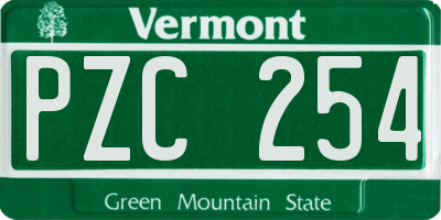VT license plate PZC254