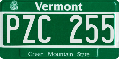 VT license plate PZC255