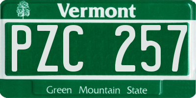 VT license plate PZC257