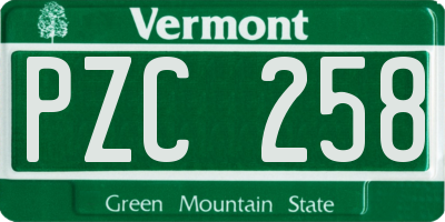 VT license plate PZC258