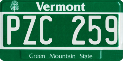 VT license plate PZC259