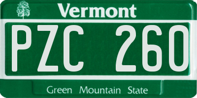 VT license plate PZC260
