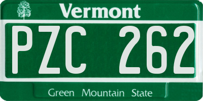 VT license plate PZC262
