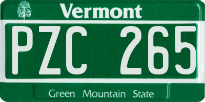 VT license plate PZC265