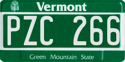 VT license plate PZC266