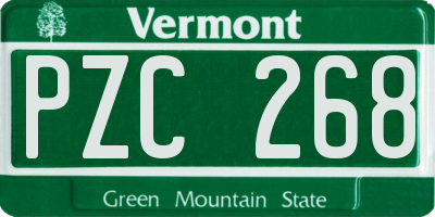VT license plate PZC268