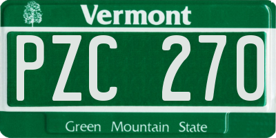 VT license plate PZC270