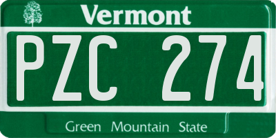 VT license plate PZC274