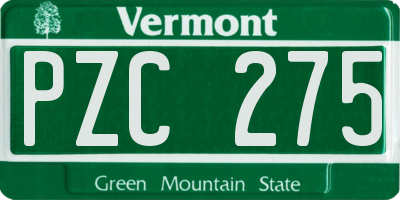 VT license plate PZC275