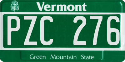 VT license plate PZC276