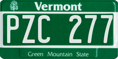 VT license plate PZC277
